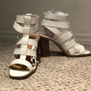 White gladiator wedges